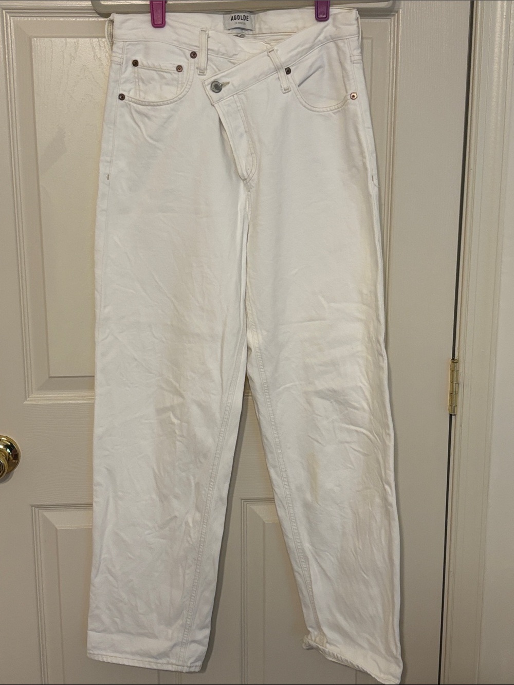 AGOLDE Ivory Arc Criss Cross Botton Fly Organic Cotton Jeans